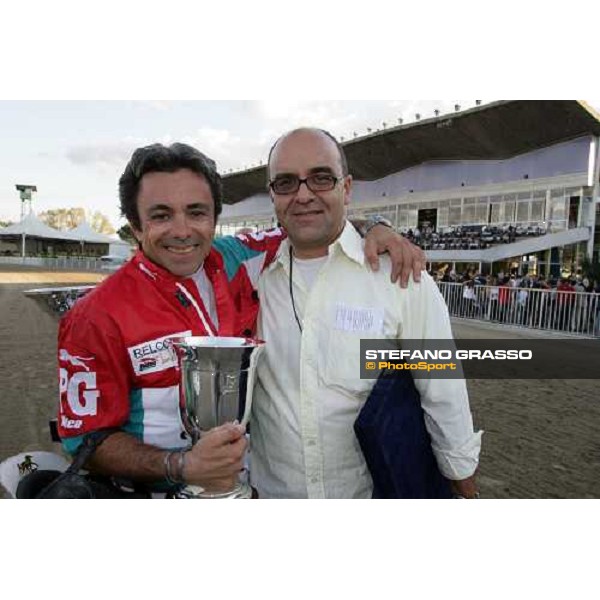 7/10/2007 80¡ Derby Italiano di Trotto. Pietro Gubellini e l\'allenatore Maurizio Grosso.