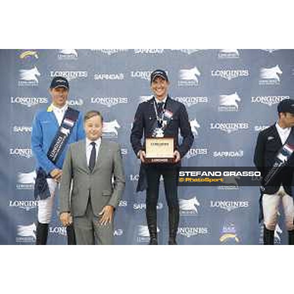 LGCT of Valkenswaard - Grand Prix - Lorenzo de Luca, Christian Ahlmann and Charles Villoz (VP and Head of International Sales at Longines) -Valkenswaard, 12nd august 2017 - ph. Stefano Grasso/LGCT