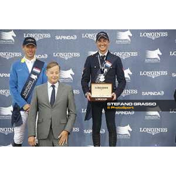 LGCT of Valkenswaard - Grand Prix - Lorenzo de Luca, Christian Ahlmann and Charles Villoz (VP and Head of International Sales at Longines) -Valkenswaard, 12nd august 2017 - ph. Stefano Grasso/LGCT