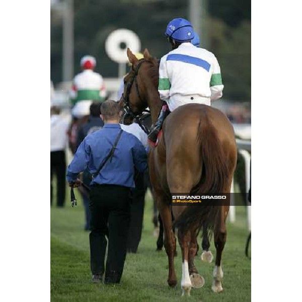 Andrasch Starke on Schiaparelli parades before the start of the Gran Premio del Jockey Club Milan San Siro , 14th october 2007 ph. Stefano Grasso