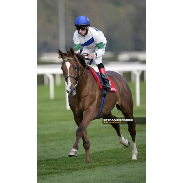 Andrasch Starke on Schiaparelli goes to the start of the Gran Premio del Jockey Club Milan San Siro , 14th october 2007 ph. Stefano Grasso