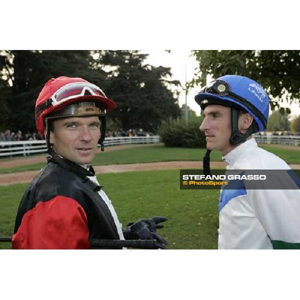 Andreas Suborics and Andrasch Starke in the parade ring of the Gran Premio del Jockey Club Milan San Siro , 14th october 2007 ph. Stefano Grasso