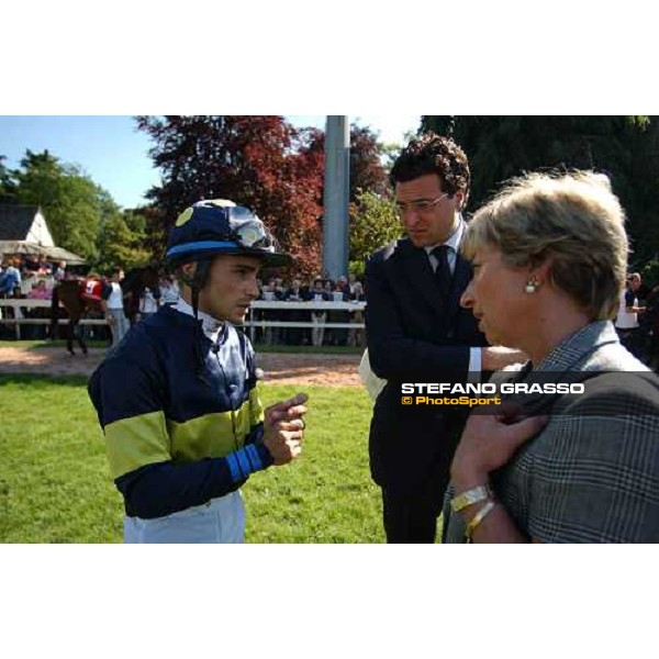 Mrs. Franca Vittadini and Dario Vargiu in the parade ring of Oaks d\'Italia Milan 23rd may 2004 ph. Stefano Grasso