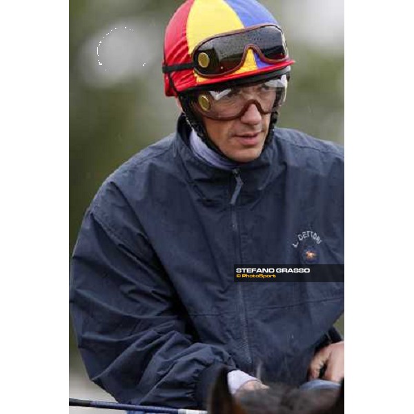 Frankie Dettori preparing under the rain for morning track works at Monmouth Park racetrack Monmouth PArk, NJ, 25th october 2007 ph. Stefano Grasso