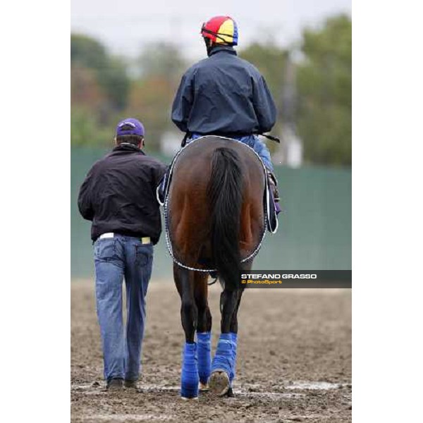 Frankie Dettori on Jeremy comes back to the stable after monring track works at Monmouth Park racetrack Monmouth PArk, NJ, 25th october 2007 ph. Stefano Grasso