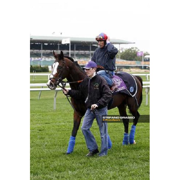 Frankie Dettori on Jeremy comes back after the morning work at Monmouth Park racetrack Monmouth PArk, NJ, 25th october 2007 ph. Stefano Grasso