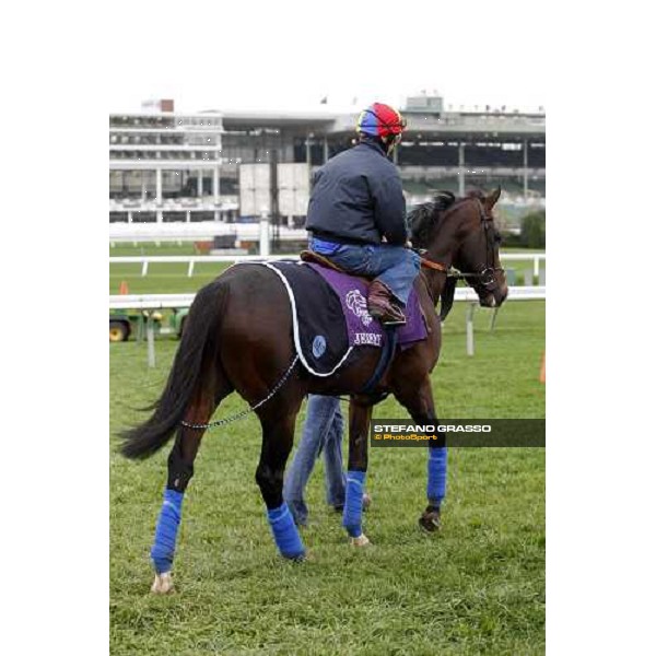 Frankie Dettori on Jeremy enters the track for the morning works at Monmouth Park racetrack Monmouth PArk, NJ, 25th october 2007 ph. Stefano Grasso