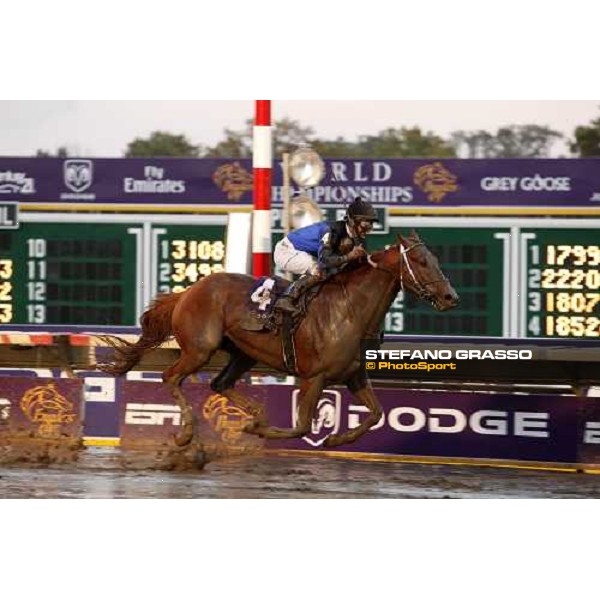 Robby Albarado on Curlin exulting after winning the Breeders\' Cup Classic at Monmouth Park racetrack Monmouth Park, 26th october 2007 ph. Stefano Grasso