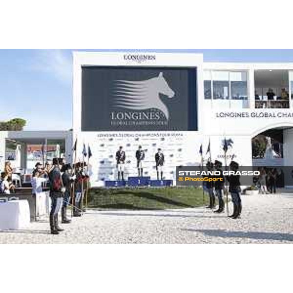 LGCT of Rome - Grand Prix - Prize giving ceremony - The podium: 1st Evelina Tovek, 2nd Harrie Smolders and 3rd Marcus Ehning Rome - Stadio dei Marmi, 23rd september 2017 ph.Stefano Grasso/LGCT