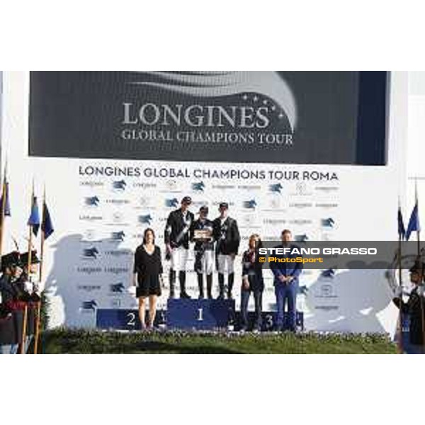 LGCT of Rome - Grand Prix - Prize giving ceremony - The podium: 1st Evelina Tovek, 2nd Harrie Smolders and 3rd Marcus Ehning Rome - Stadio dei Marmi, 23rd september 2017 ph.Stefano Grasso/LGCT