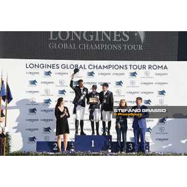 LGCT of Rome - Grand Prix - Prize giving ceremony - The podium: 1st Evelina Tovek, 2nd Harrie Smolders and 3rd Marcus Ehning Rome - Stadio dei Marmi, 23rd september 2017 ph.Stefano Grasso/LGCT