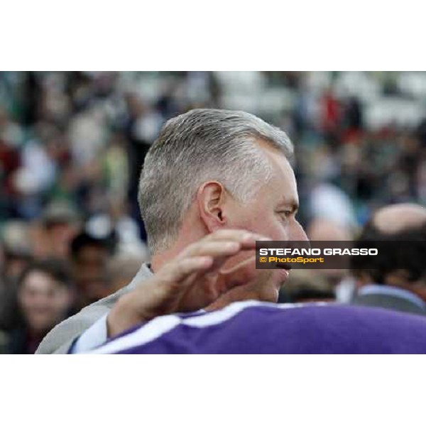 trainer Todd Pletcher thanks English Channel after winning the Breeeder\'s Cup Turf at Monmouth Park racetrack Monmouth Park, 27th october 2007 ph. Stefano Grasso