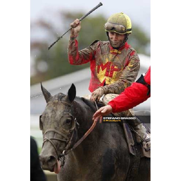 Garret Gomez on Midnight Lute after winning the Breeders\' Cup Sprint at Monmouth Park racetrack Monmouth Park, 27th october 2007 ph. Stefano Grasso
