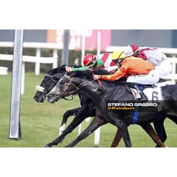 Dario Vargiu on Summer Festival wins the Premio Campobello beating Wiesenbach and Poldi\'s Liebling Milano - San Siro racecourse 22nd octiber 2017 - ph.Stefano Grasso