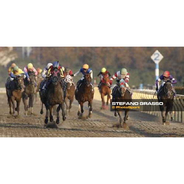 Yutaka Take on Vermilion wins the Japan Cup Dirt 2007 beating (right) Field Rouge and Sunrise Bacchus (behind him) Tokyo- Fuchu, 24th nov. 2007 ph.Stefano Grasso