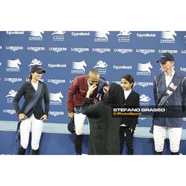 LGCT of Doha - Prize giving ceremony - Janika Sprunger, Bassem Hassan Mohammed, Peder Fredricson, Jan Tops, Sheikha Moza Bint Nasser Al Missned - DOHA - Al Shaqab,11th nov. 2017 - ph.Stefano Grasso/LGCT