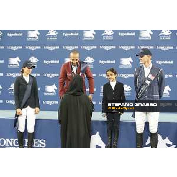 LGCT of Doha - Prize giving ceremony - Janika Sprunger, Bassem Hassan Mohammed, Peder Fredricson, Jan Tops, Sheikha Moza Bint Nasser Al Missned - DOHA - Al Shaqab,11th nov. 2017 - ph.Stefano Grasso/LGCT