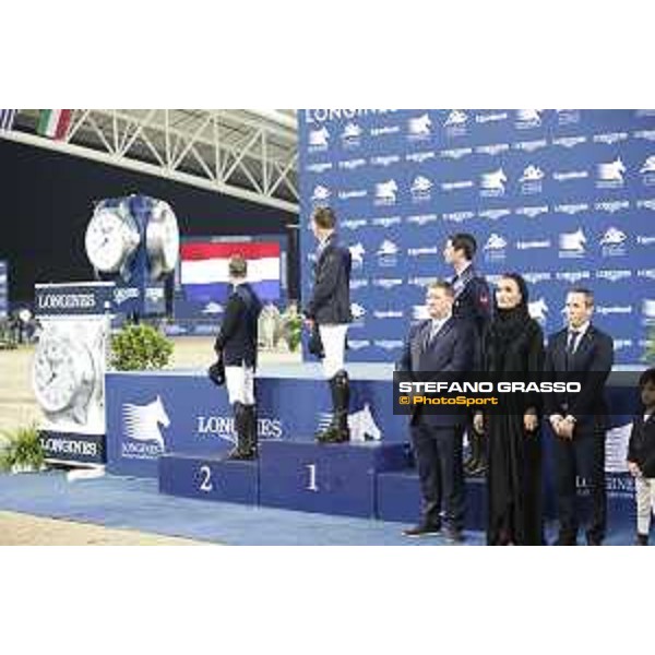 LGCT of Doha - Prize giving ceremony - Harrie Smolders, Maikel van der Vleuten, Lorenzo de Luca, Jan Tops, Gilles Robert, Sheikha Moza Bint Nasser Al Missned and Sheikh Jooan Bin Hamad Al Thani - DOHA - Al Shaqab,11th nov. 2017 - ph.Stefano Grasso/LGCT