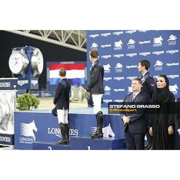 LGCT of Doha - Prize giving ceremony - Harrie Smolders, Maikel van der Vleuten, Lorenzo de Luca, Sheikha Moza Bint Nasser Al Missned - DOHA - Al Shaqab,11th nov. 2017 - ph.Stefano Grasso/LGCT
