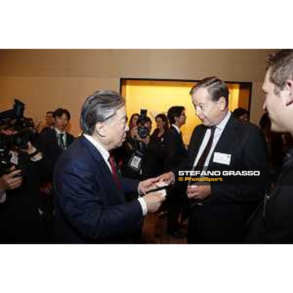 The 37° Japan Cup welcome party at Conrad Hotel - Mr.Masayuki Goto, President and CEO of JRA with Mr.Charles Villoz, Vice President and Head of International Sales of Longines Tokyo,24th nov.2017 Ph.Stefano Grasso