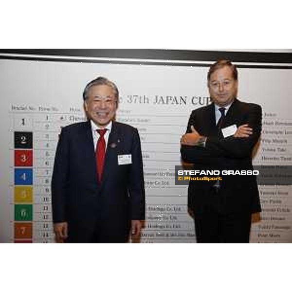 The 37° Japan Cup welcome party at Conrad Hotel - Mr.Masayuki Goto, President and CEO of JRA with Mr.Charles Villoz, Vice President and Head of International Sales of Longines Tokyo,24th nov.2017 Ph.Stefano Grasso