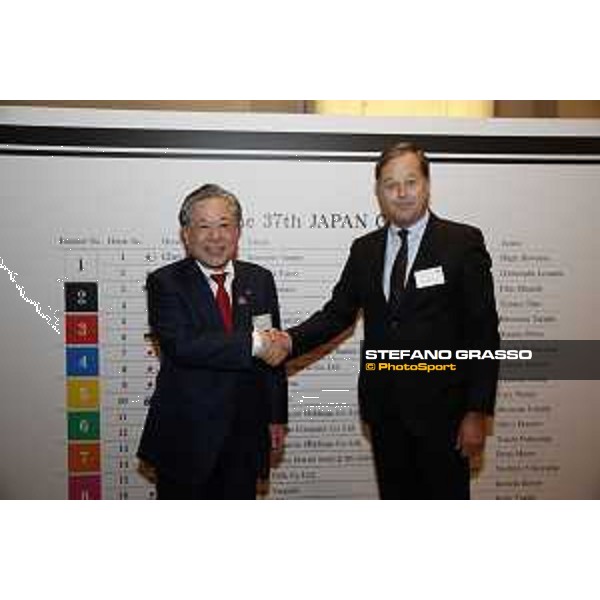 The 37° Japan Cup welcome party at Conrad Hotel - Mr.Masayuki Goto, President and CEO of JRA with Mr.Charles Villoz, Vice President and Head of International Sales of Longines Tokyo,24th nov.2017 Ph.Stefano Grasso
