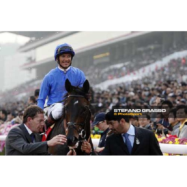 a close up for Frankie Ddettori on Ramonti after winning the Cathay Pacific Kong Kong Cup with Saeed Bin Suroor at right Hong Kong, Sha Tin racetrack, 9th dec. 2007 ph. Stefano Grasso