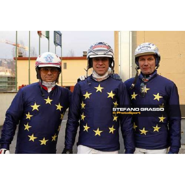 the european team, Martens, Sjunnesson and Kontio at Trotting World MAster 2007 Trieste Montebello racetrack, 11th dec. 2007 ph. Stefano Grasso