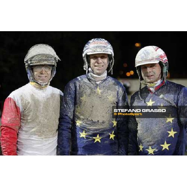 Roberto Andreghetti, Jorgens Sjunnesson and Christophe Martens pictured at Trotting World MAster 2007 Trieste Montebello racetrack, 11th dec. 2007 ph. Stefano Grasso