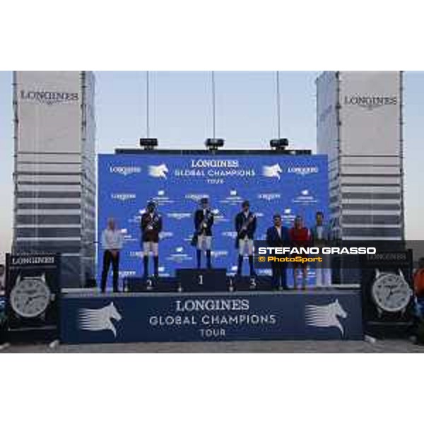 LGCT of Miami Beach - Grand Prix - Prize giving ceremony - Bassem Hassan Mohammed (QAT), Edwina Tops-Alexander (AUS), Darragh Kenny (IRL) - Miami Beach, - 8 April 2018 - ph.Mario Grassia/LGCT