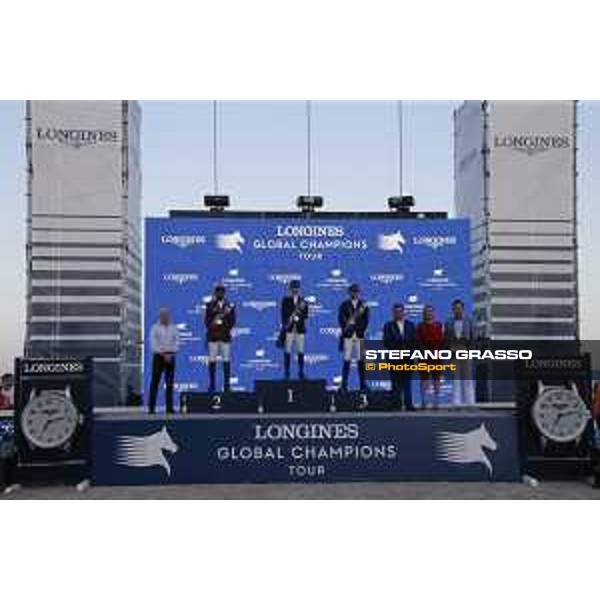 LGCT of Miami Beach - Grand Prix - Prize giving ceremony - Bassem Hassan Mohammed (QAT), Edwina Tops-Alexander (AUS), Darragh Kenny (IRL) - Miami Beach, - 8 April 2018 - ph.Mario Grassia/LGCT