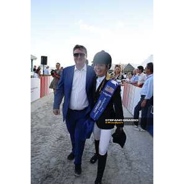 LGCT of Miami Beach - Grand Prix - Prize giving ceremony - Edwina Tops-Alexander (AUS), Jan Tops (President of LGCT and co-founder of GCL) - Miami Beach, - 8 April 2018 - ph.Stefano Grasso/LGCT