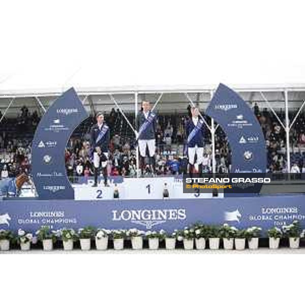 LGCT of Shanghai - Prize giving ceremony - Gregory Wathelet (BEL), Ben Maher (GBR), Daniel Deusser (GER) - Shanghai, - 21 April 2018 - ph.Mario Grassia/LGCT