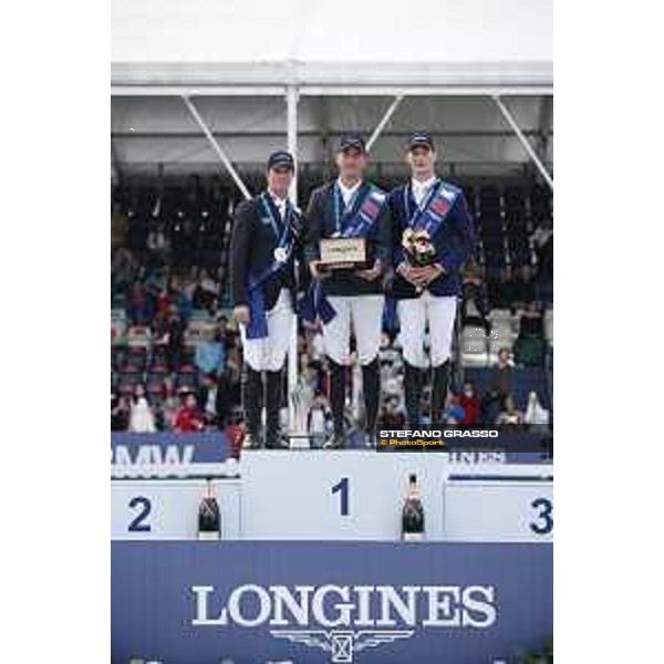 LGCT of Shanghai - Prize giving ceremony - Gregory Wathelet (BEL), Ben Maher (GBR), Daniel Deusser (GER) - Shanghai, - 21 April 2018 - ph.Mario Grassia/LGCT