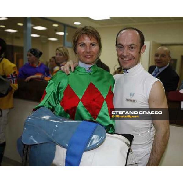 Klaudia Freitag winner of the Fegentri Race with Olivier Peslier and Pinuccio Molteni in the background Doha, 27th febr. 2008 ph. Stefano Grasso