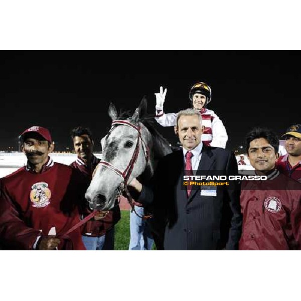David Bouland on Al Dahma and trainer Alban de Mieulle after winning the Qatar International Trophy Doha, Al Rayyan Park, 28th febr. 2008 ph. Stefano Grasso