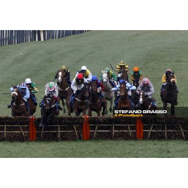 Robert \'chocolate\' Thornton on Katchit jumps the last hurdle and flies towards the post winning the Smurfit Kappa Champion Hurdle Challenge Trophy beating Tom Scudamore on Osama (right) Cheltenham The Festival , 1st day 11th march 2008 ph. Stefa