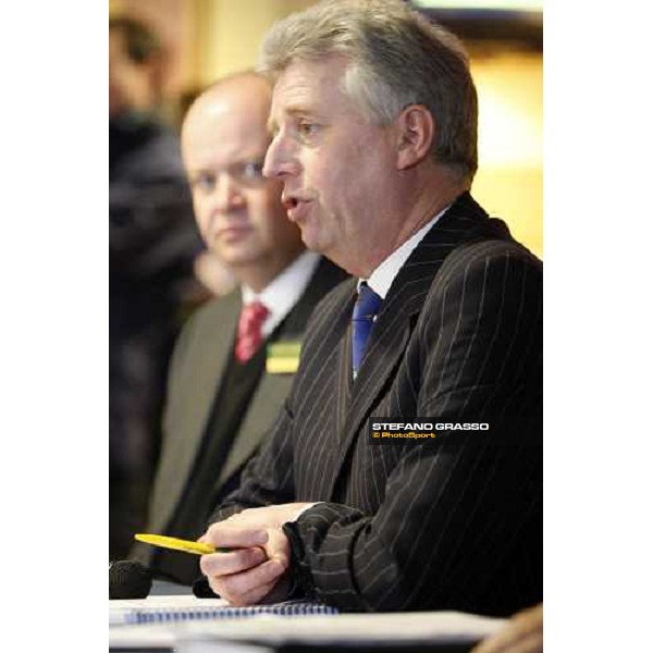 Edward Gillespie, Managing Director of Cheltenham Racecourse making a statement during the press conference Cheltenham, 12th march 2008 ph. Stefano Grasso