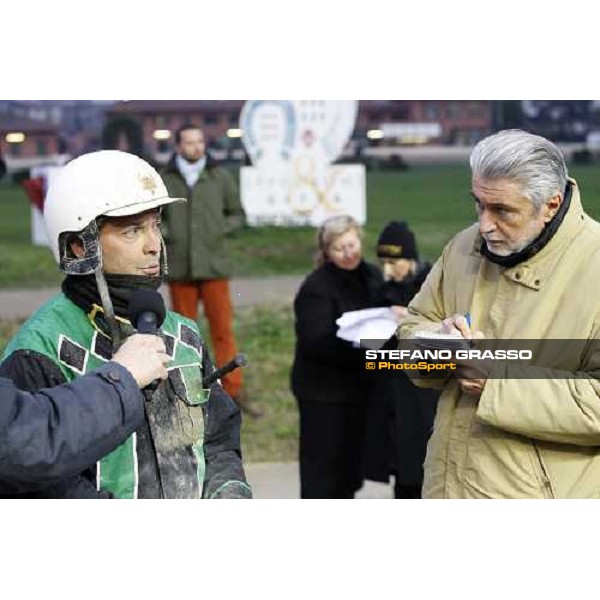 Enrico Bellei interviwed by Franco Morabito after winning with Algiers Hall the Gran Premio Ponte Vecchio Firenze Le Mulina, 9th march 2008 ph. Stefano Grasso