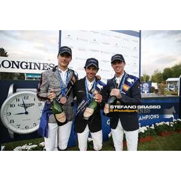 LGCT of Madrid - Prize giving -Nicola Philippaerts, Eduardo Alvarez Aznar (ESP), Ben Maher (GBR) - 5 May 2018 - ph.Stefano Grasso/LGCT