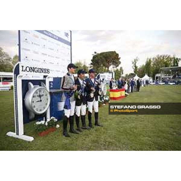 LGCT of Madrid - Prize giving -Nicola Philippaerts, Eduardo Alvarez Aznar (ESP), Ben Maher (GBR) - 5 May 2018 - ph.Stefano Grasso/LGCT