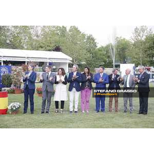 LGCT of Madrid - Prize giving -Marta Figueras, Juan Carlos Capelli (VP and Head of International marketing at Longines), Marta Orozco, Javier Revuelta, Marisols Casado, Jan Tops (President of LGCT and co-founder of GCL), Alvaro Arrieta - 5 May 2018 - ph.Stefano Grasso/LGCT