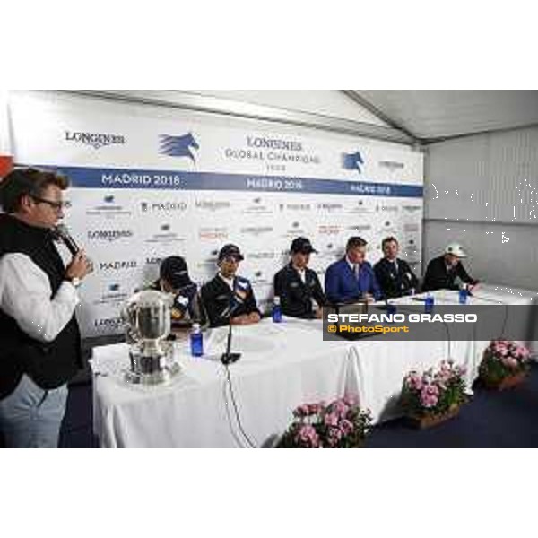 LGCT of Madrid - Press conference - Nicola Philippaerts, Eduardo Alvarez Aznar (ESP), Ben Maher (GBR), Longines watch, Jan Tops (President of LGCT and co-founder of GCL), Alvaro Arrieta, Scott Brash (GBR) - 5 May 2018 - ph.Stefano Grasso/LGCT