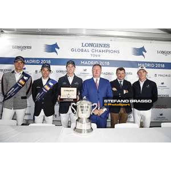 LGCT of Madrid - Press conference - Nicola Philippaerts, Eduardo Alvarez Aznar (ESP), Ben Maher (GBR), Longines watch, Jan Tops (President of LGCT and co-founder of GCL), Alvaro Arrieta, Scott Brash (GBR) - 5 May 2018 - ph.Stefano Grasso/LGCT