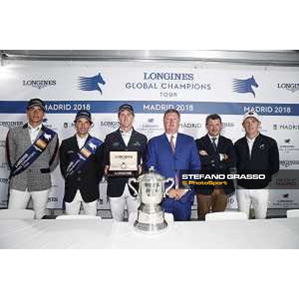 LGCT of Madrid - Press conference - Nicola Philippaerts, Eduardo Alvarez Aznar (ESP), Ben Maher (GBR), Longines watch, Jan Tops (President of LGCT and co-founder of GCL), Alvaro Arrieta, Scott Brash (GBR) - 5 May 2018 - ph.Stefano Grasso/LGCT
