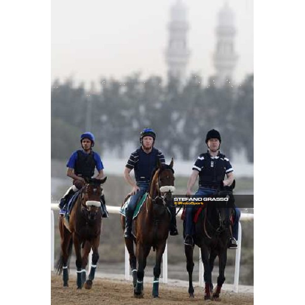 Dansant and Baharah come back to the stable after morning track works at Nad El Sheba racetrack Dubai, Nad El Sheba 27th march 2008 ph. Stefano Grasso