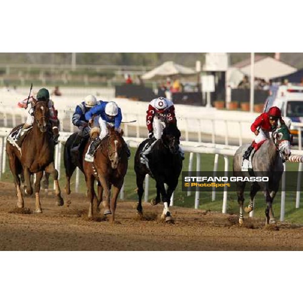 Edgard Prado on Diamond Stripes (right) leads and wins the Godolphin Mile Dubai, Nad El Sheba racetrack, 29th march 2008 ph. Stefano Grasso