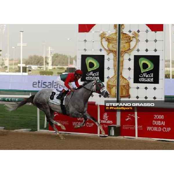 Edgard Prado on Diamond Stripes wins the Godolphin Mile Dubai, Nad El Sheba racetrack, 29th march 2008 ph. Stefano Grasso