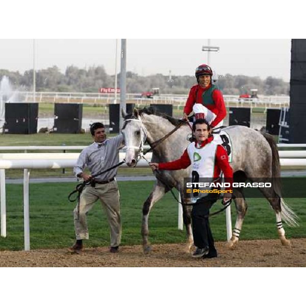 Edgard Prado comes back on Diamond Stripes after winning the Godolphin Mile Dubai, Nad El Sheba racetrack, 29th march 2008 ph. Stefano Grasso