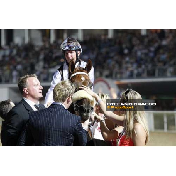 Sun Classique receives a caress from his connection after winning the Dubai Sheema Classic Dubai, Nad El Sheba racetrack, 29th march 2008 ph. Stefano Grasso